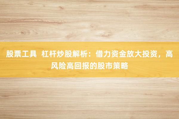 股票工具 杠杆炒股解析:借力资金放大投资,高风险高回报的股市策略