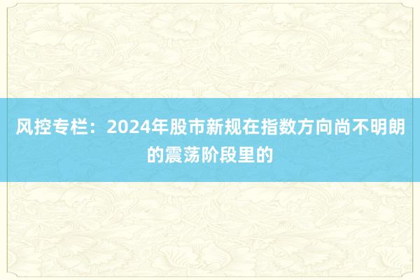 风控专栏:2024年股市新规在指数方向尚不明朗的震荡阶段里的