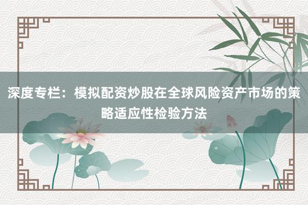 深度专栏：模拟配资炒股在全球风险资产市场的策略适应性检验方法