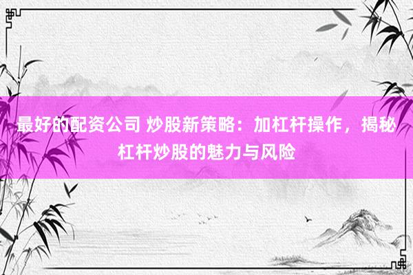 最好的配资公司 炒股新策略：加杠杆操作，揭秘杠杆炒股的魅力与风险